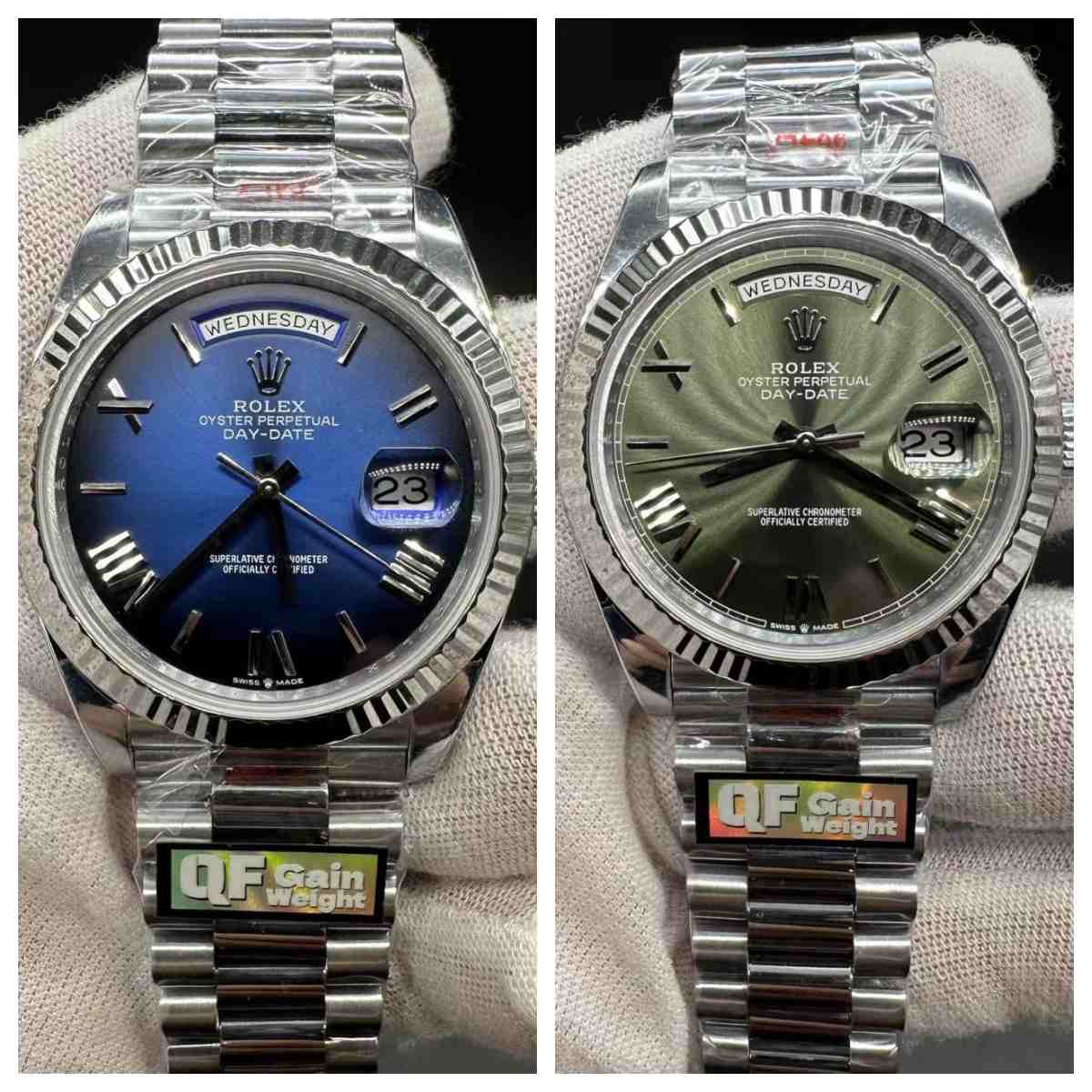 Daydate QF V8 3255 Gain weight 190g Steel case 40mm Blue /Green Ombre dial. 698$