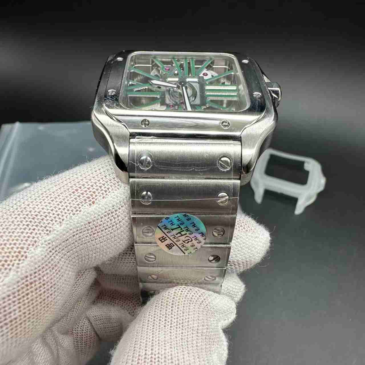 Santos skeleton green dial THB Swiss quartz movement  350$