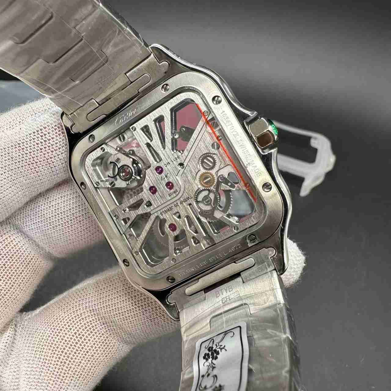 Santos skeleton green dial THB Swiss quartz movement  350$