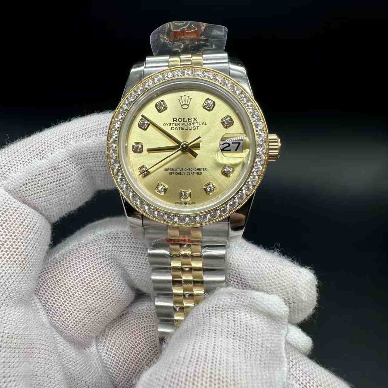 Datejust AAA automatic 2tone gold case 31mm diamonds bezel gold dial jubilee band women watch. 115$