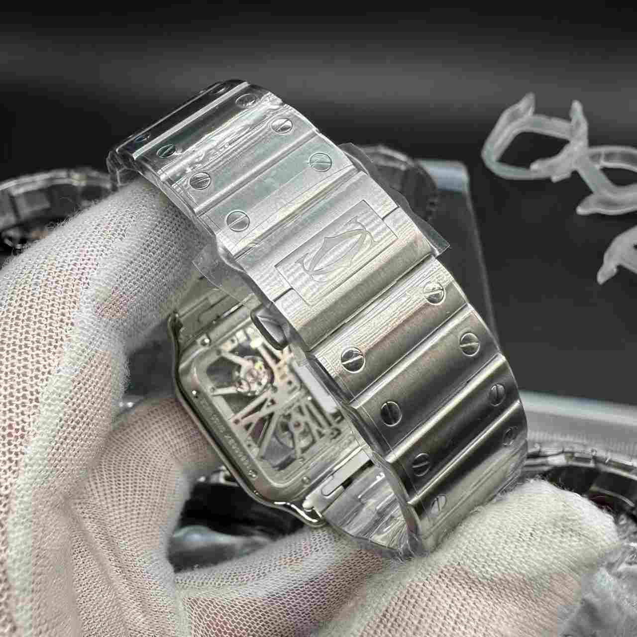 Santos super clone ML mechanical movement skeleton green /silver dial. 698$