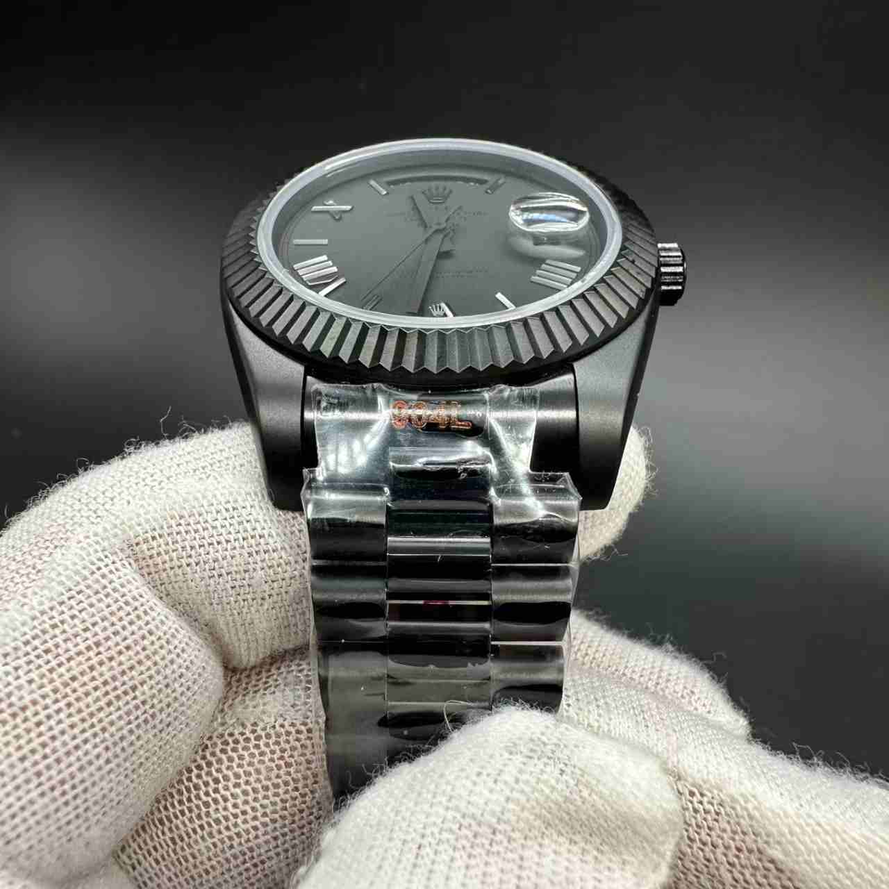 Daydate AAA automatic all black case 40mm black dial president band.  115$