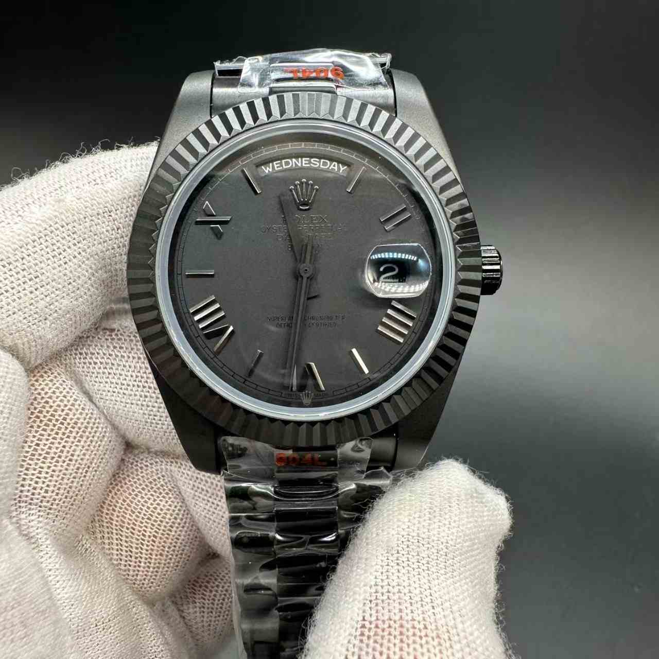 Daydate AAA automatic all black case 40mm black dial president band.  115$