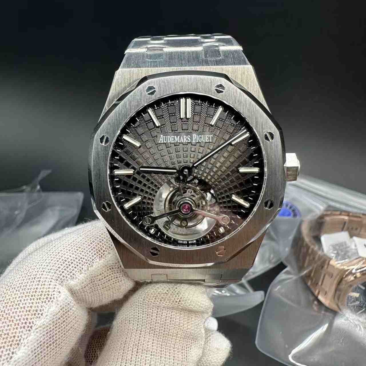AP Royal Oak 26530TI BBS factory Flying Tourbillon hands-winding Steel case 41mm Gray dial.  750$