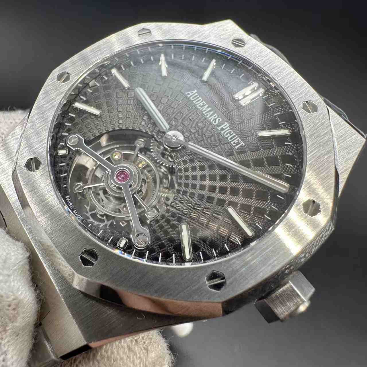 AP Royal Oak 26530TI BBS factory Flying Tourbillon hands-winding Steel case 41mm Gray dial.  750$
