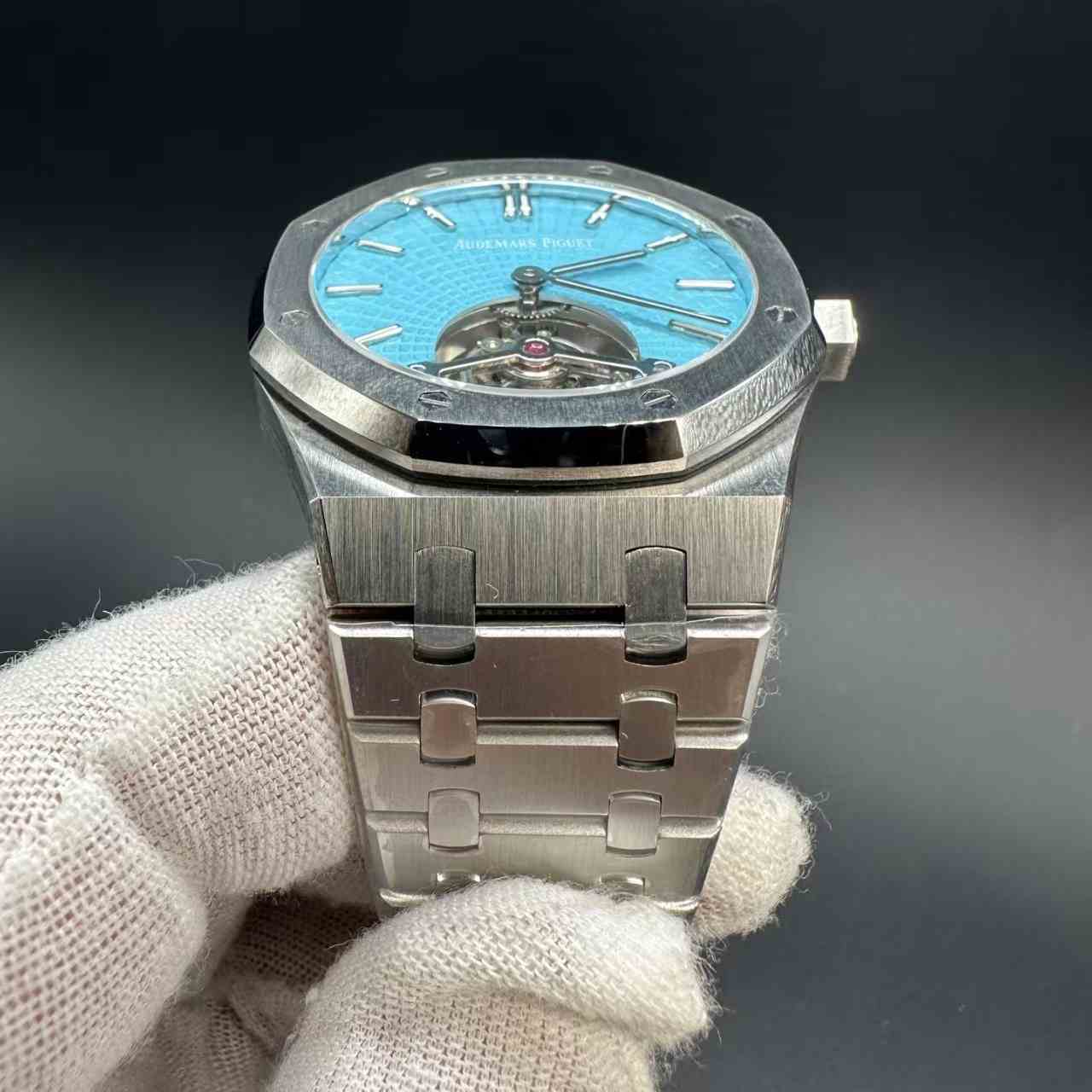 AP Royal Oak 26530TI BBS factory Flying Tourbillon hands-winding Steel case 41mm Tiffany blue dial.  750$
