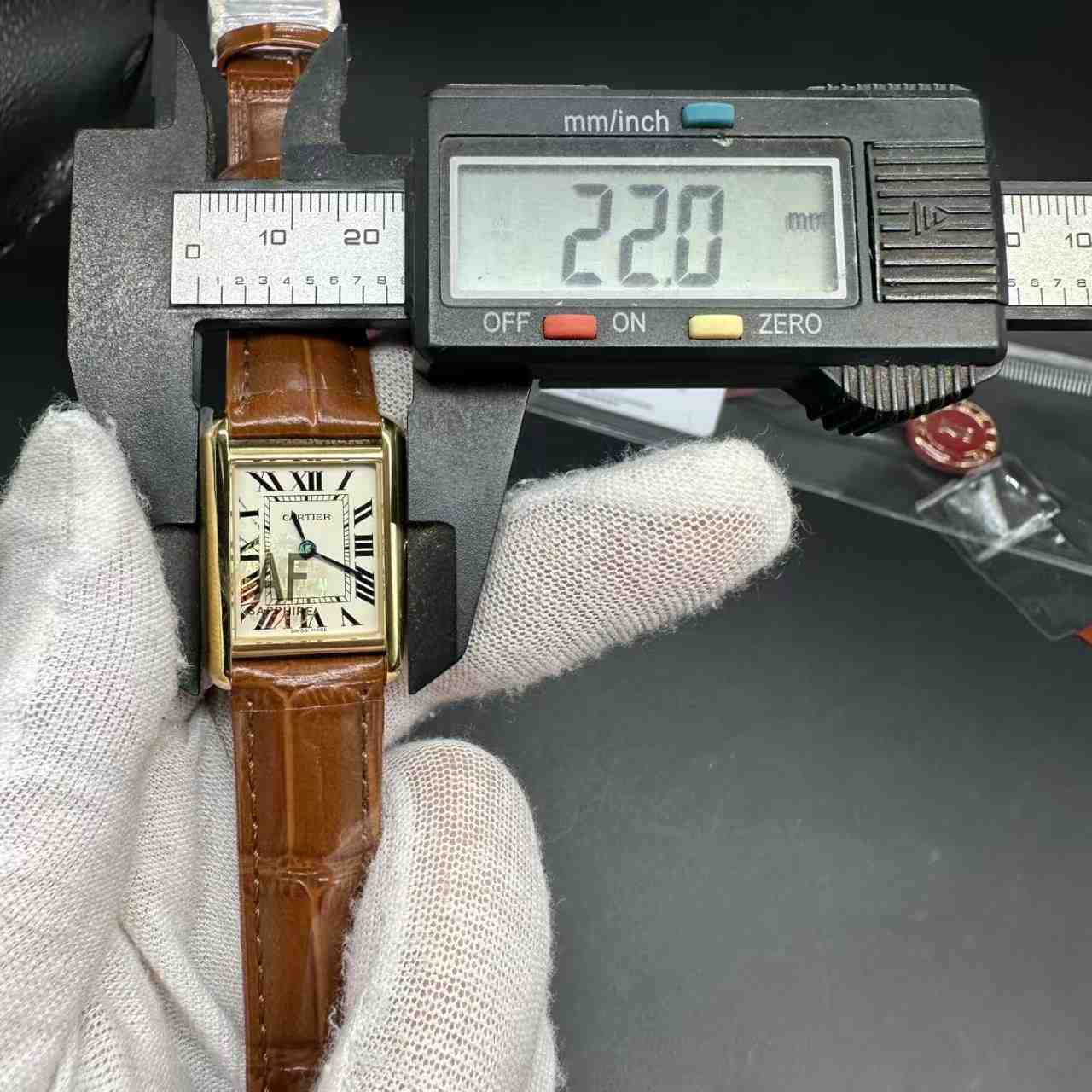 Cartier Tank super clone AF Swiss Quartz gold case 22mm brown leather strap women watch. 200$