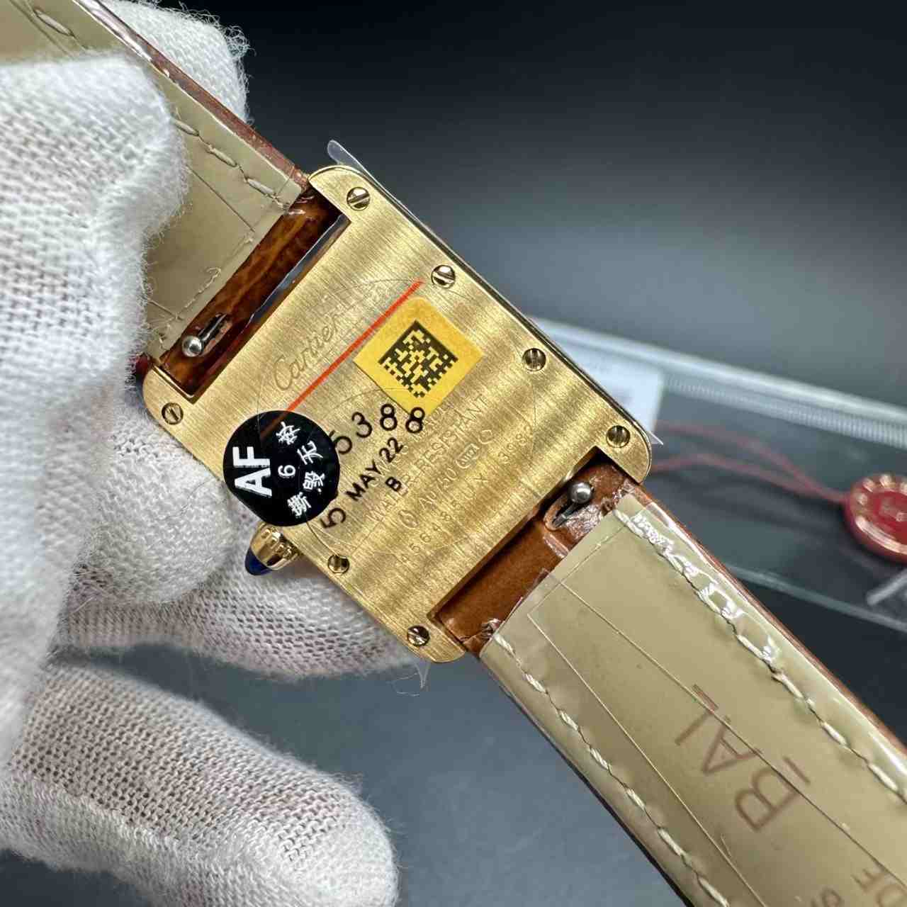 Cartier Tank super clone AF Swiss Quartz gold case 22mm brown leather strap women watch. 200$