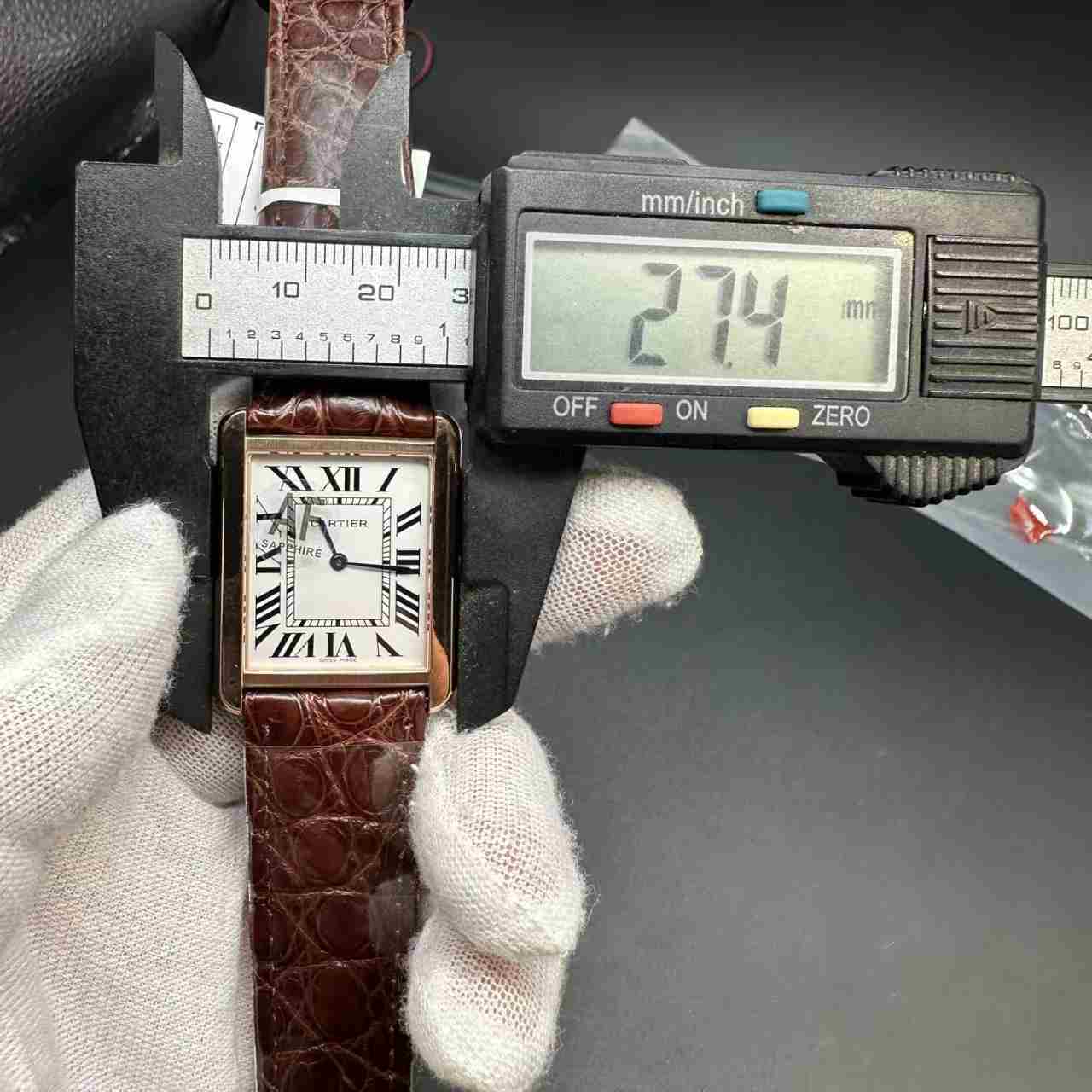 Cartier Tank AF Swiss Quartz super clone rose gold case 27mm white dial brown leather strap. 200$