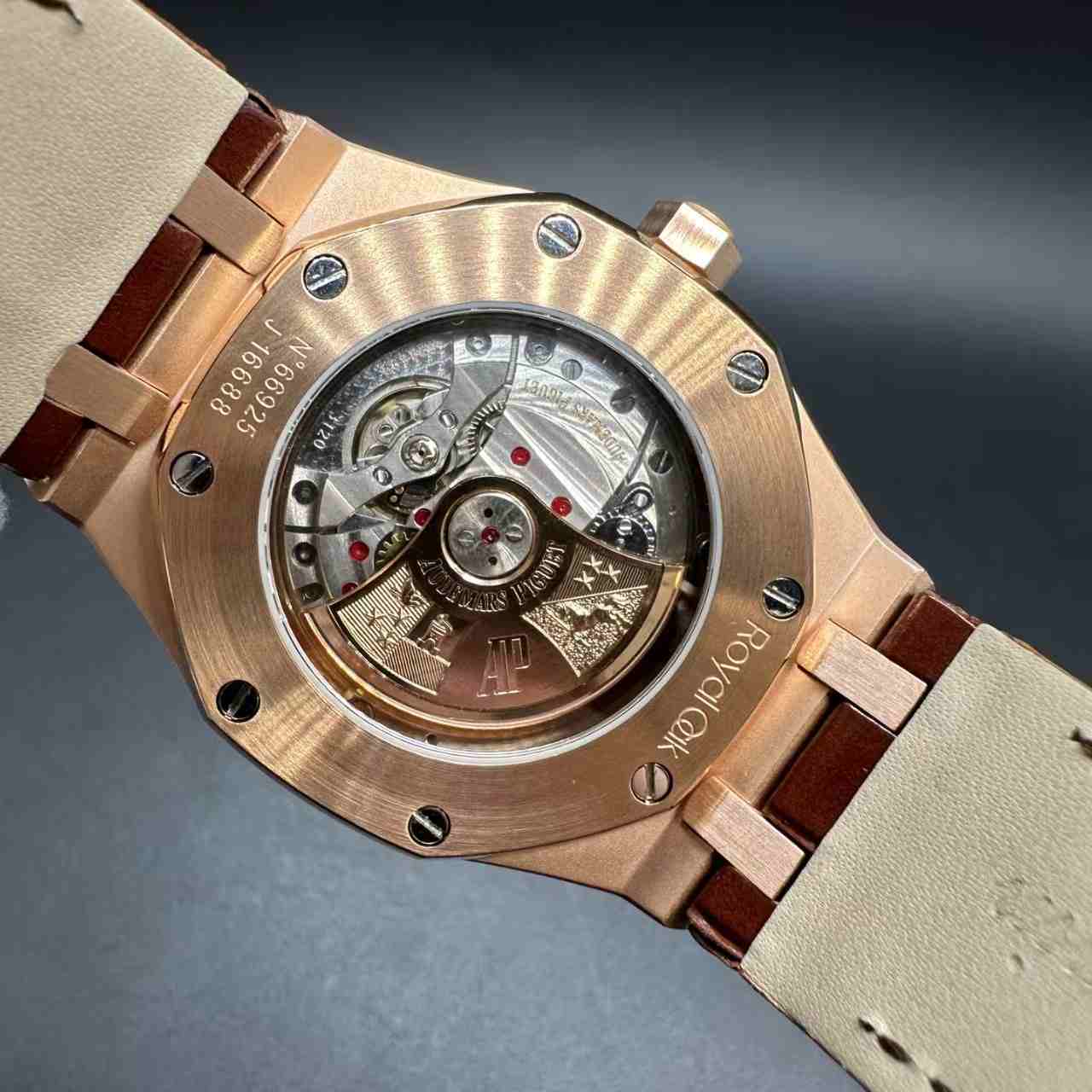 AP super clone 3120 automatic Moissanite diamonds rose gold 41mm brown leather strap. 1500$
