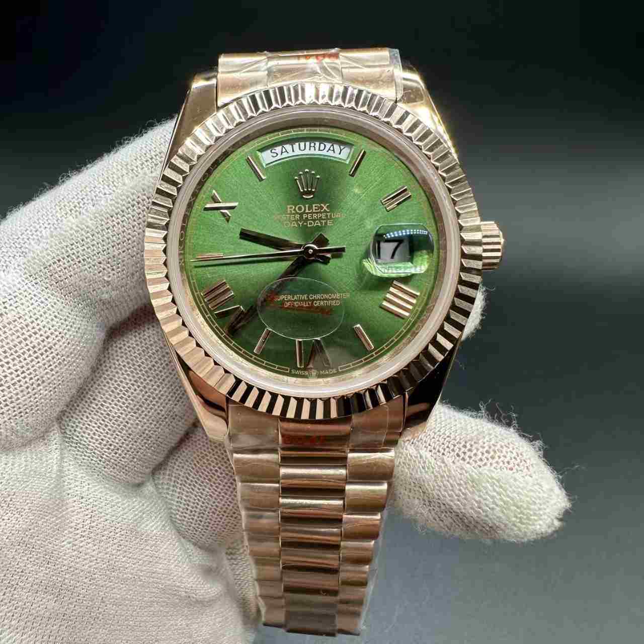 Daydate GD factory Miyota automatic AAA+ rose gold case 40mm green dial President band. 136$