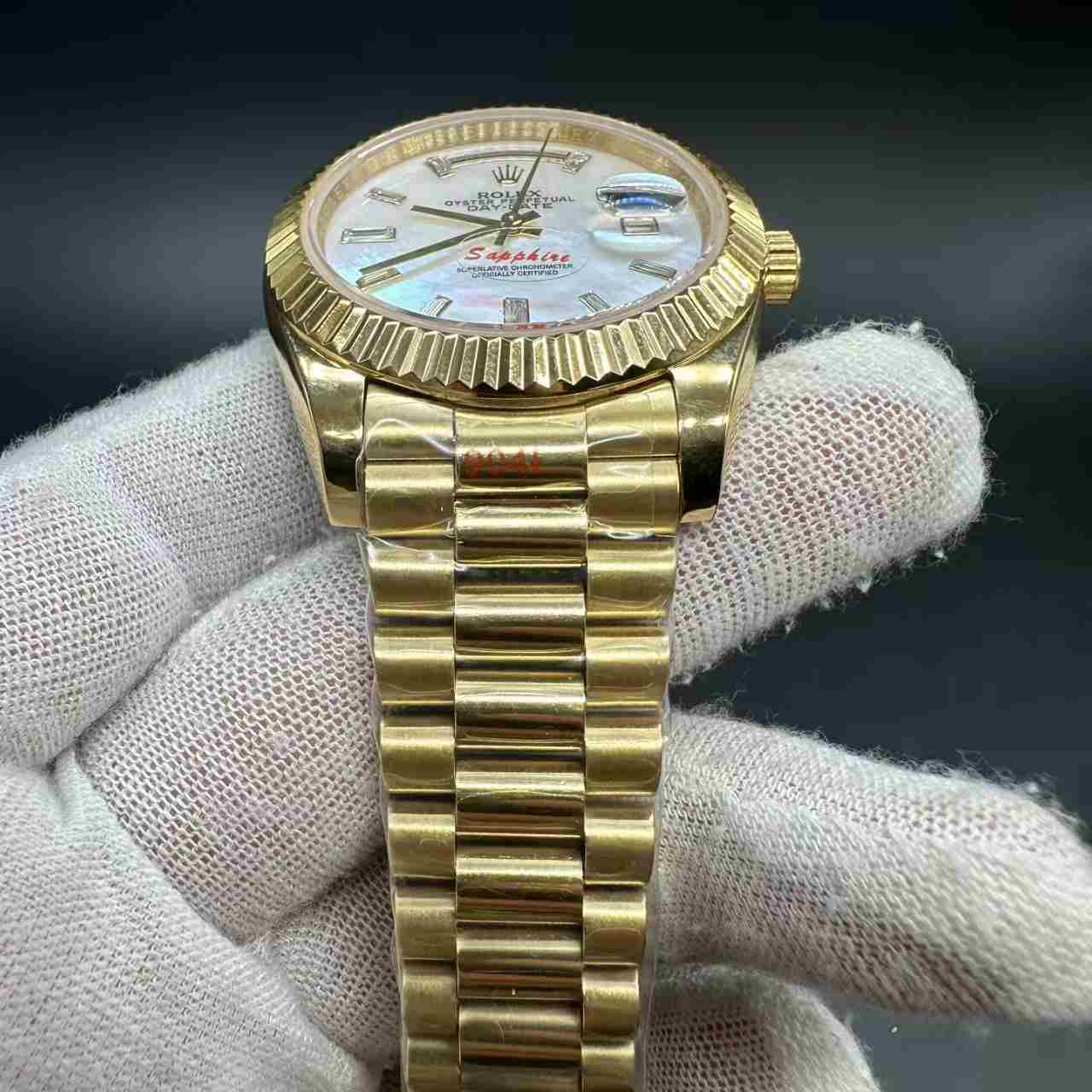 Daydate GD factory Miyota automatic AAA+ gold case 40mm white pearl dial President band. 136$