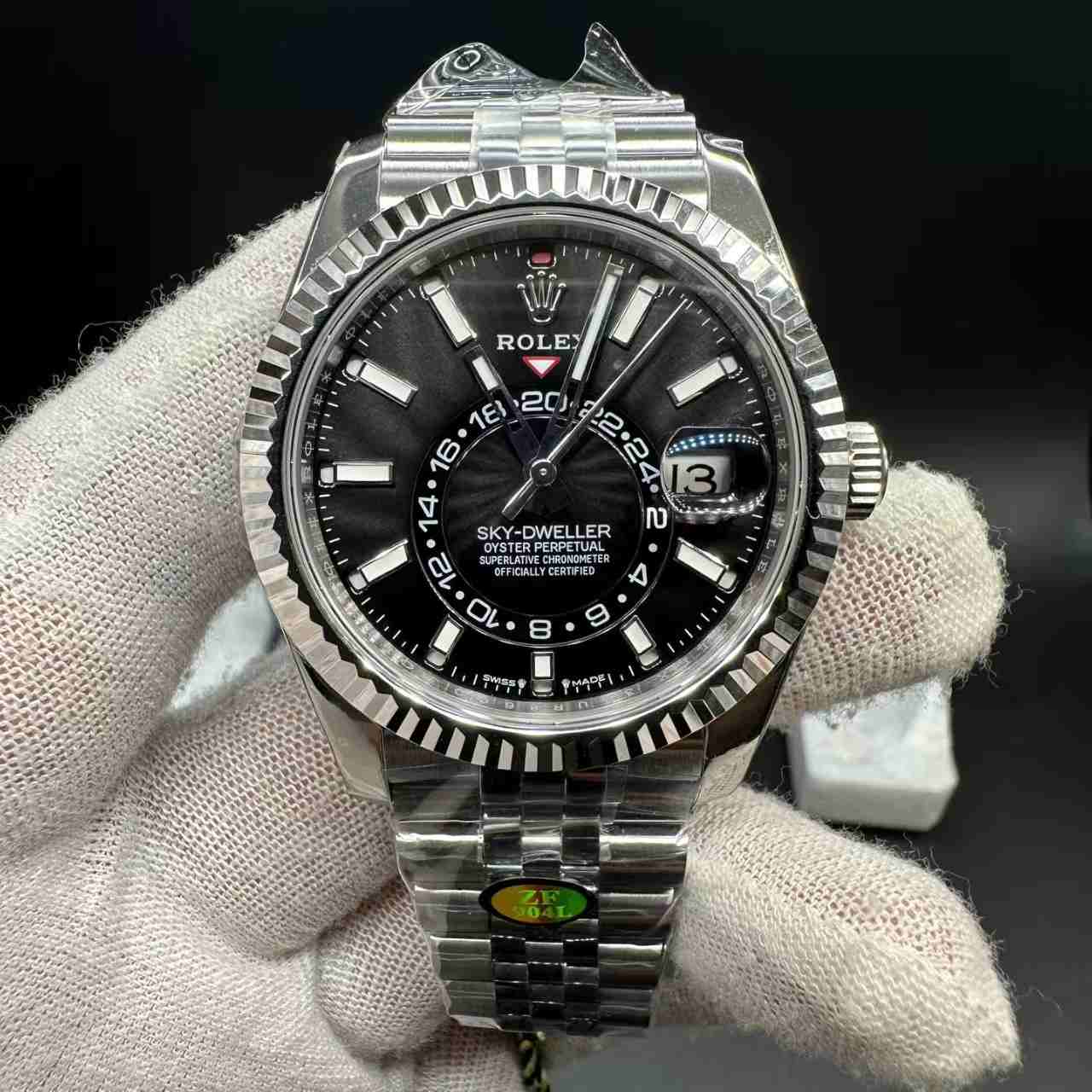 Sky-dweller ZF 9001 full works automatic 904L steel case 42mm Black dial jubilee band. 398$