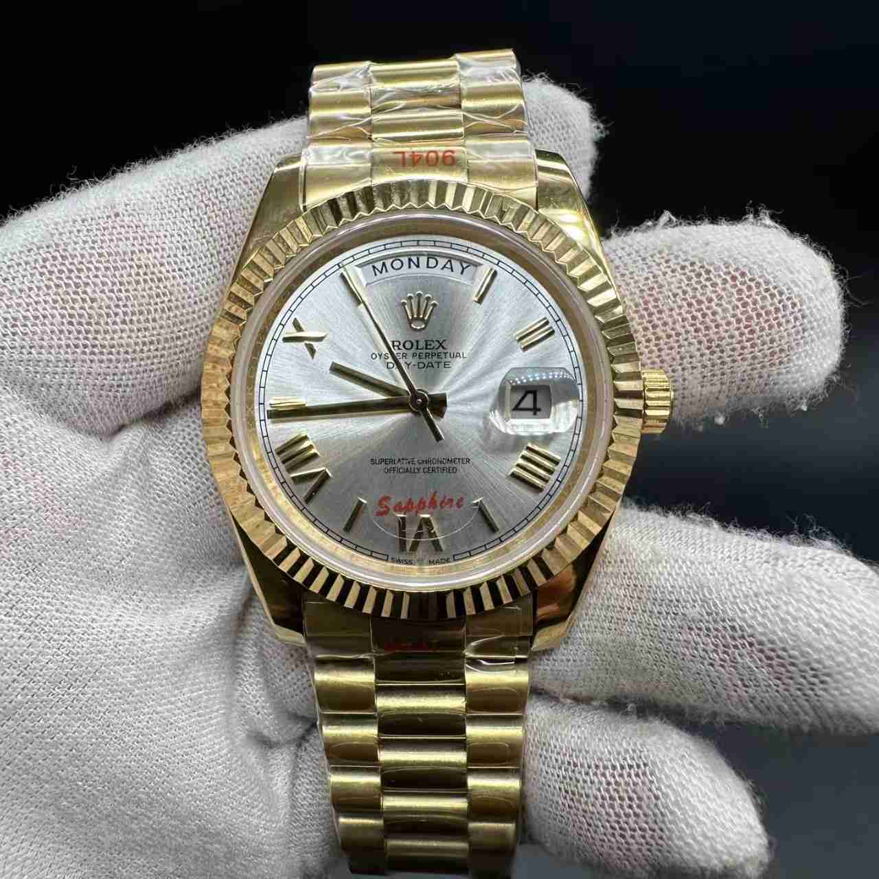 Daydate GD factory Miyota automatic AAA+ gold case 40mm green/silver dial President band. 136$