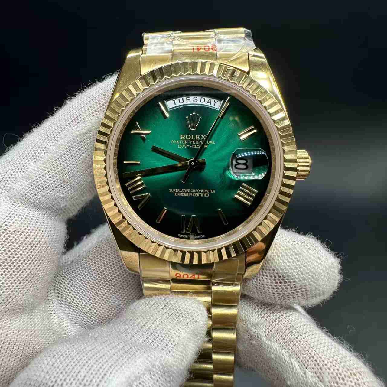 Daydate GD factory Miyota automatic AAA+ gold case 40mm green/silver dial President band. 136$