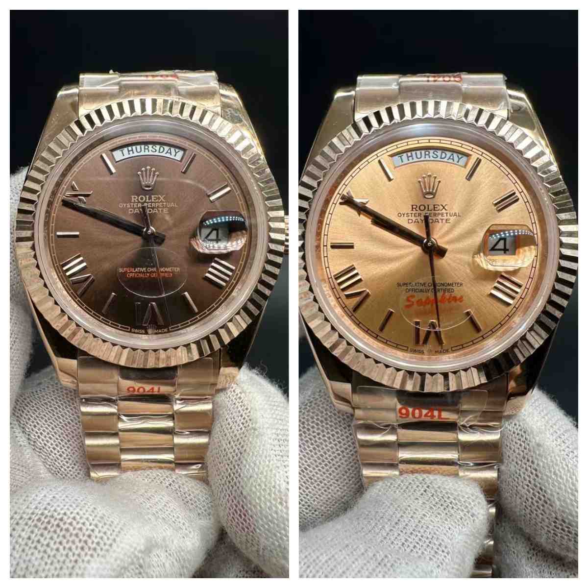 Daydate GD factory Miyota automatic AAA+ rose gold case 40mm brown/rose gold dial President band. 136$