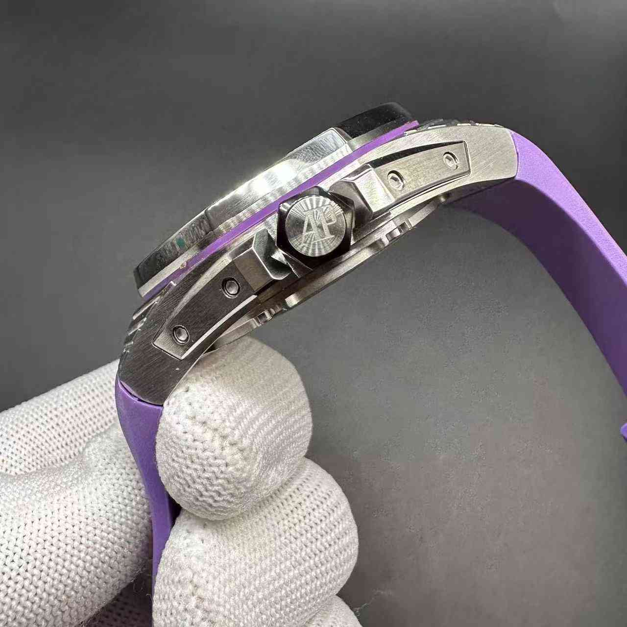 AP Royal Oak Concept 26620 Marvel Limited edition TW factory Fake Tourbillon 8215 automatic Steel case 42mm Panther dial purple rubber strap.  368usd