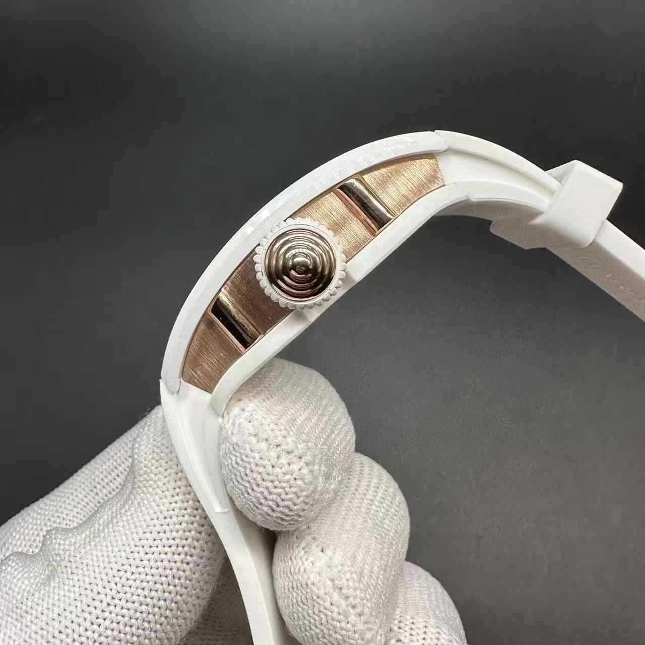 RM07-01 white ceramic women automatic high quality diamonds face white rubber strap. 300$