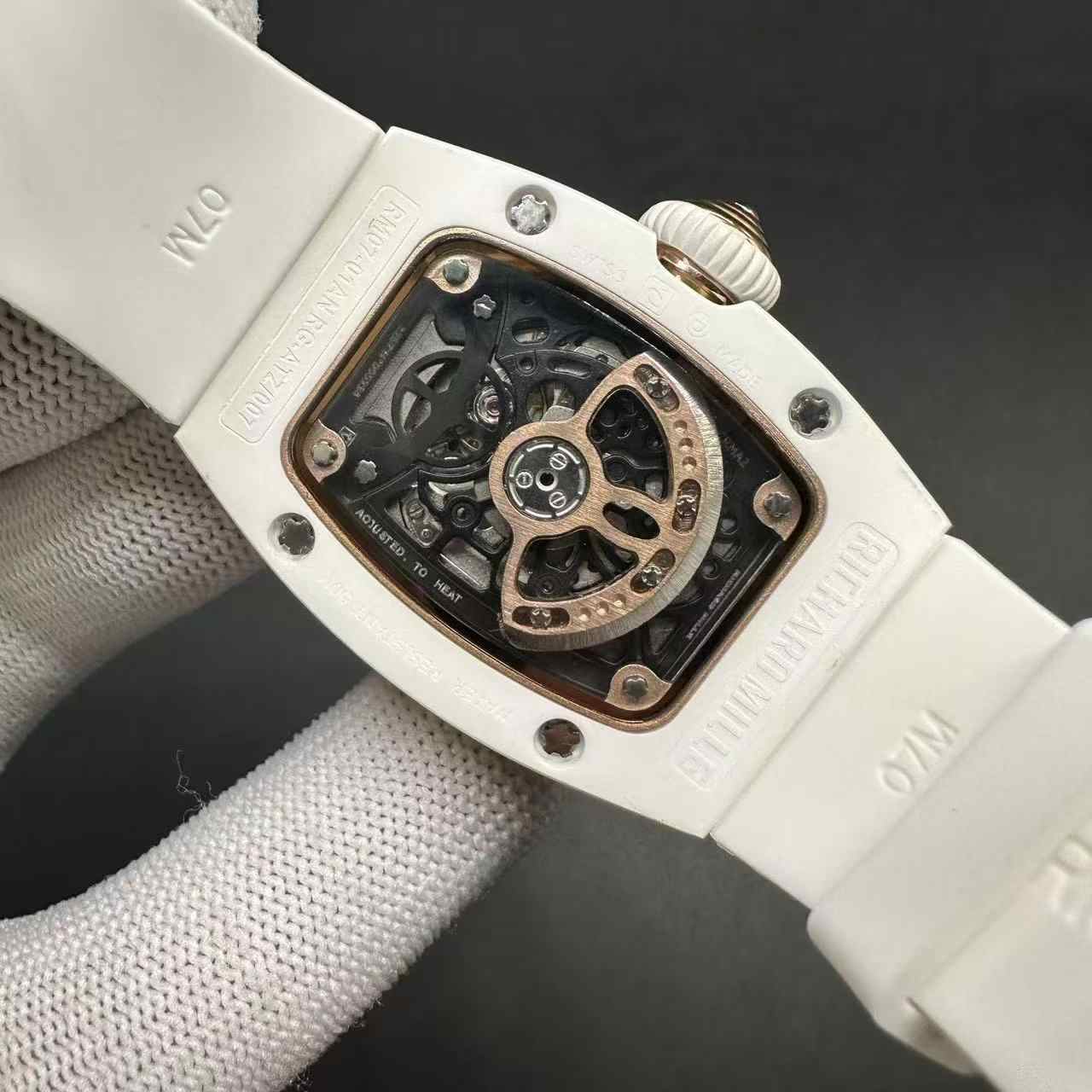 RM07-01 white ceramic women automatic high quality diamonds face white rubber strap. 300$