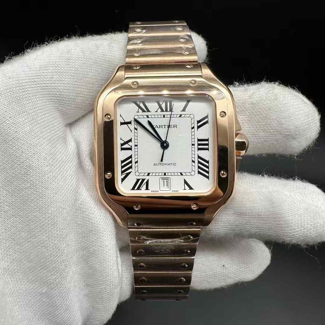 Cartier Santos TW factory 9015 Rose gold thin case 38.5mm White dial.  285$