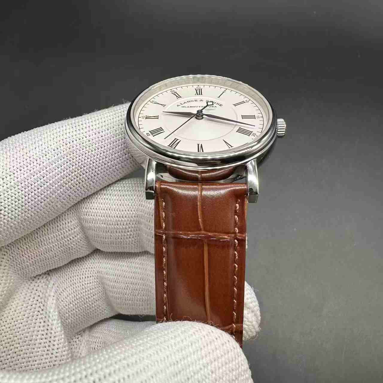 A.Lange shone Glashutte AAA+ Miyota automatic white dial brown leather. 125$