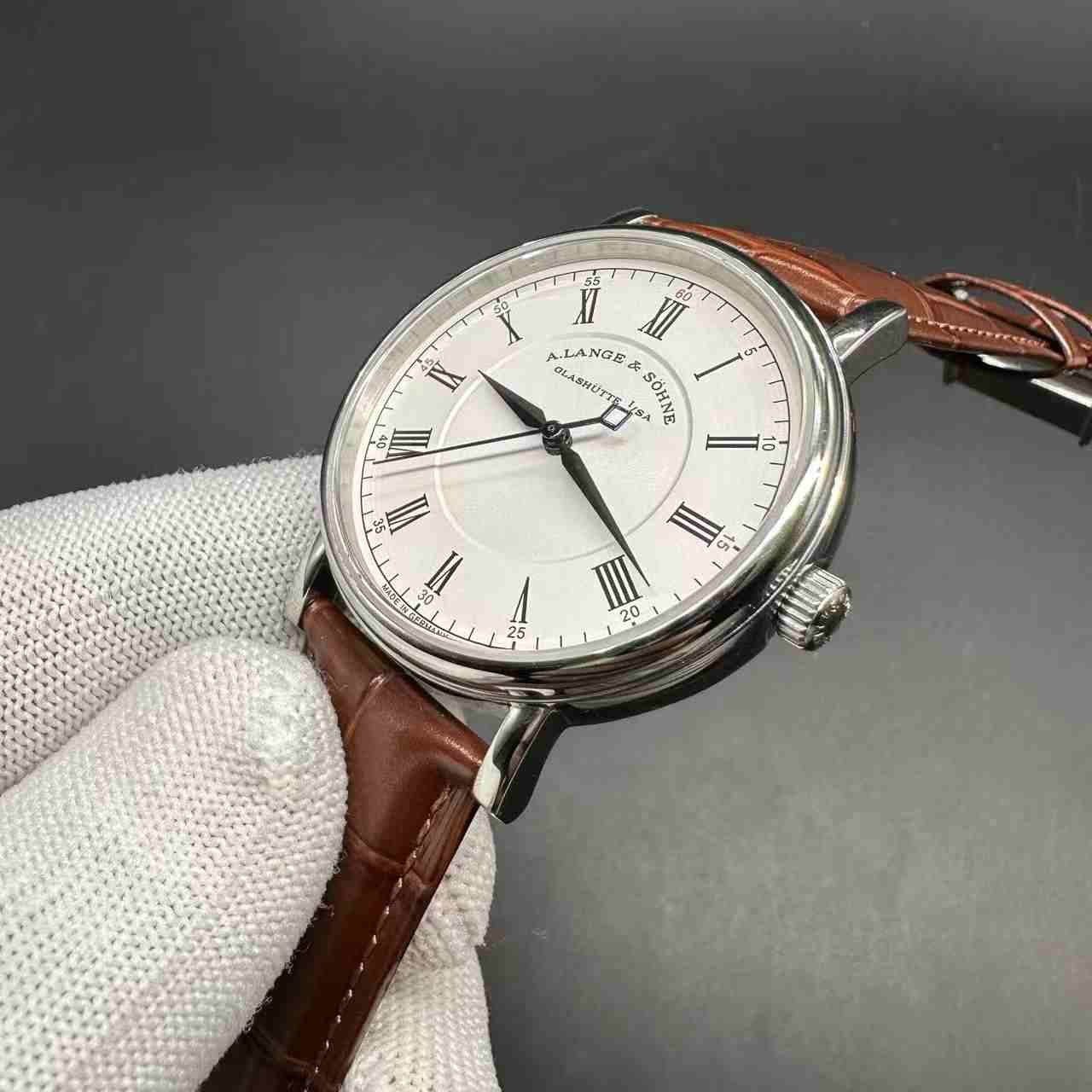 A.Lange shone Glashutte AAA+ Miyota automatic white dial brown leather. 125$