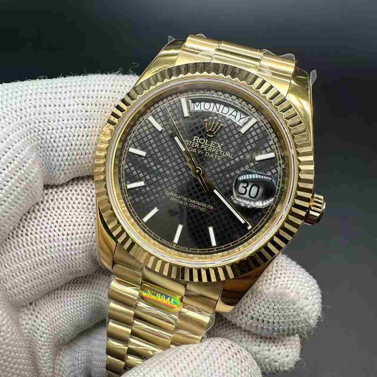 Daydate high quality 2836 automatic gold case 40mm black Diagonal Motif dial president band F095 300$