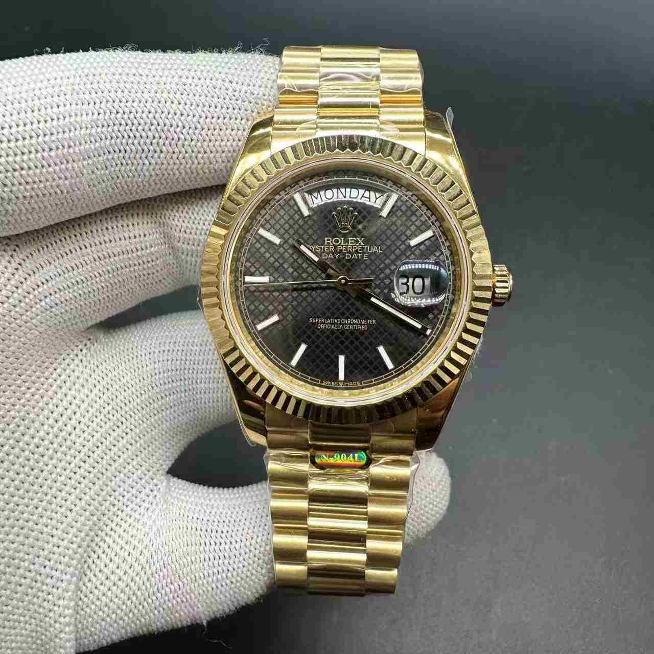 Daydate high quality 2836 automatic gold case 40mm black Diagonal Motif dial president band F095 300$
