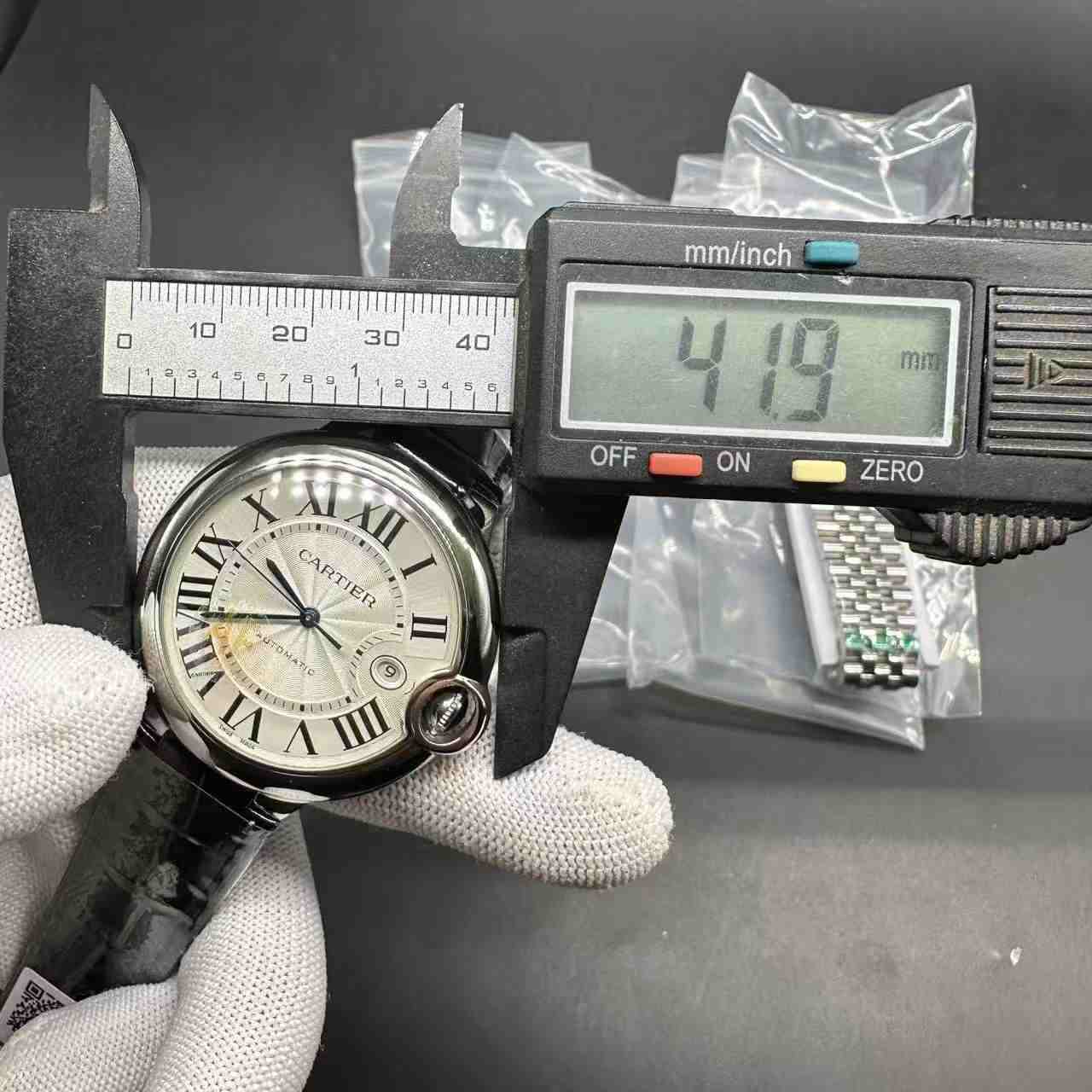 Ballon Bleu De Cartier AAA+ automatic silver case 42mm white dial black leather strap 190$