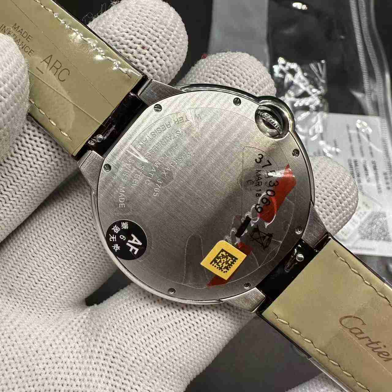 Ballon Bleu De Cartier AAA+ automatic silver case 42mm white dial black leather strap 190$