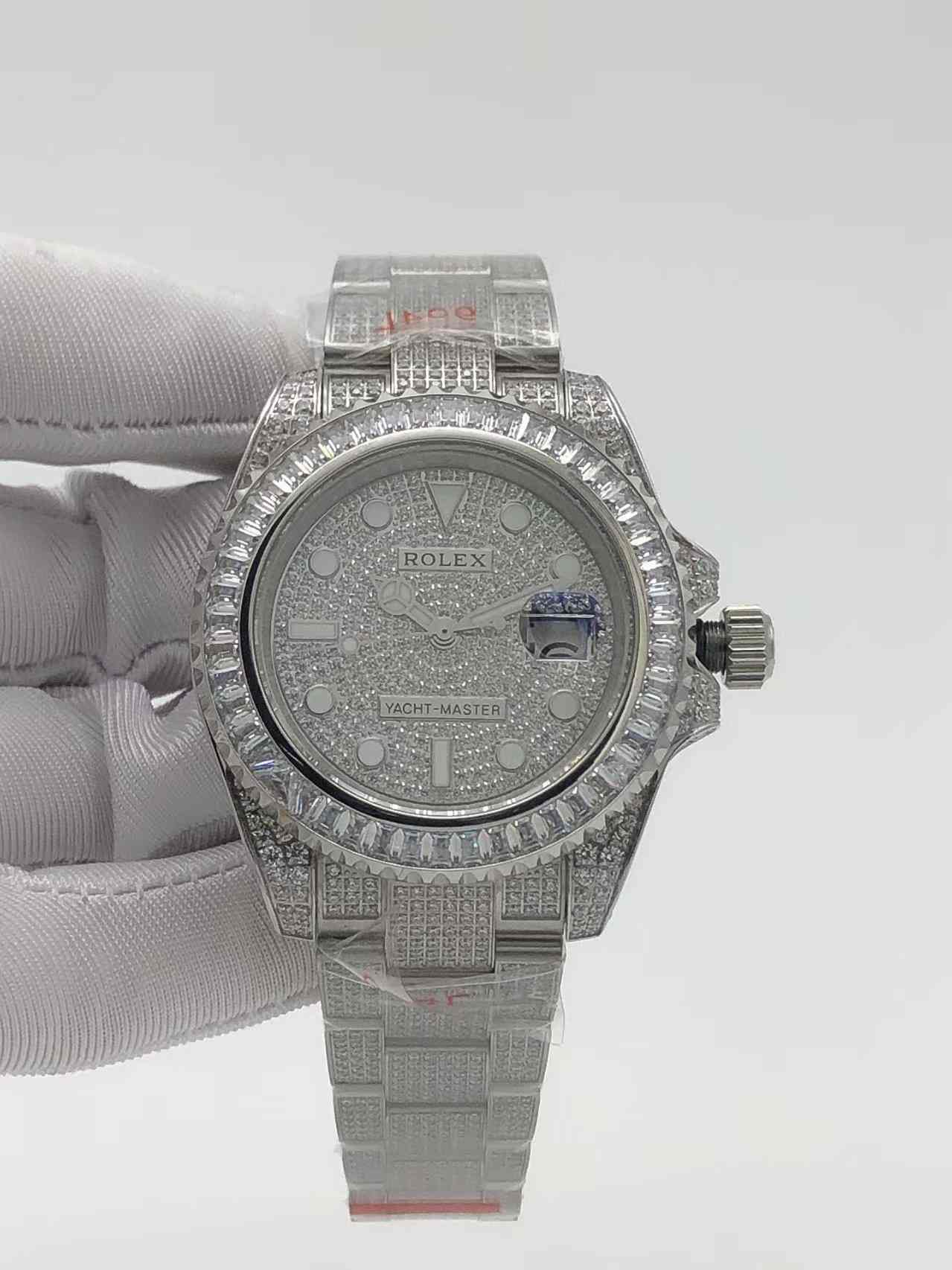 Rolex YM full diamonds silver