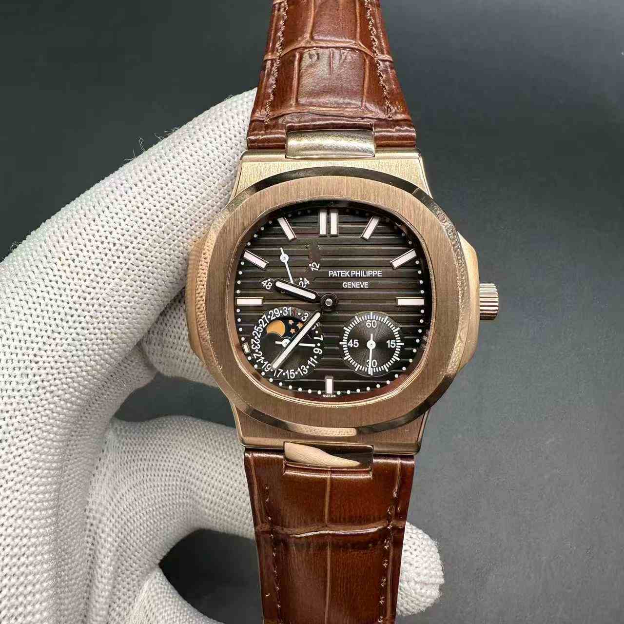 Patek Philippe 5712 AAA automatic rose gold case 40mm brown leather 128$