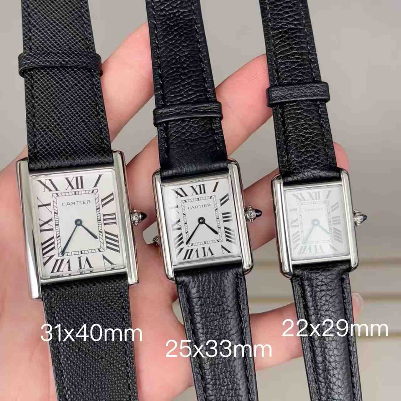 Tank must  Small : width 22mm length 29mm Middle: width 25mm length 33mm Larger: width 31mm length 40mm