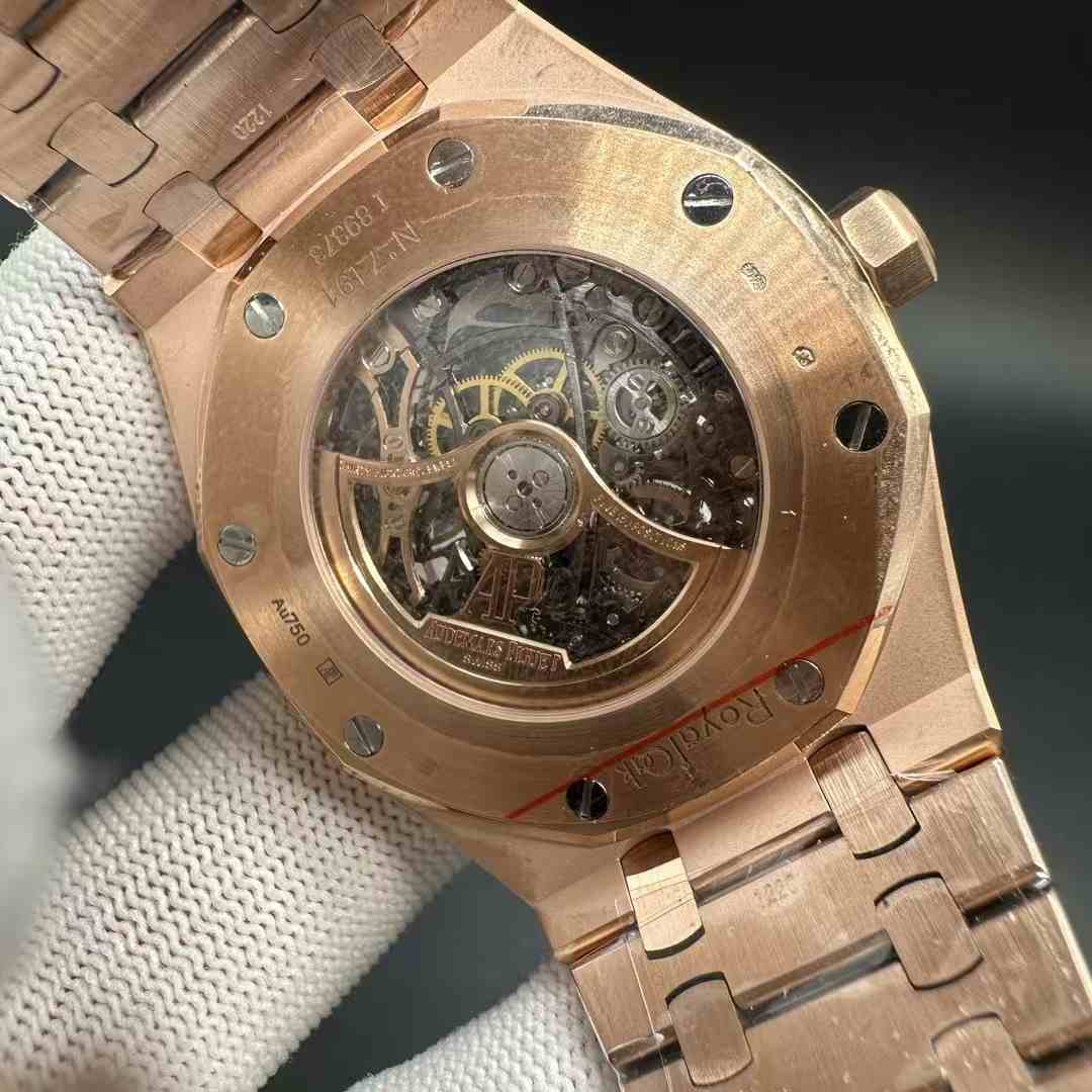 AP Royal Oak 15407OR THB new version Cal.3132 automatic movement Rose gold case 41mm Skeleton openwork dial two balance wheels.  580$