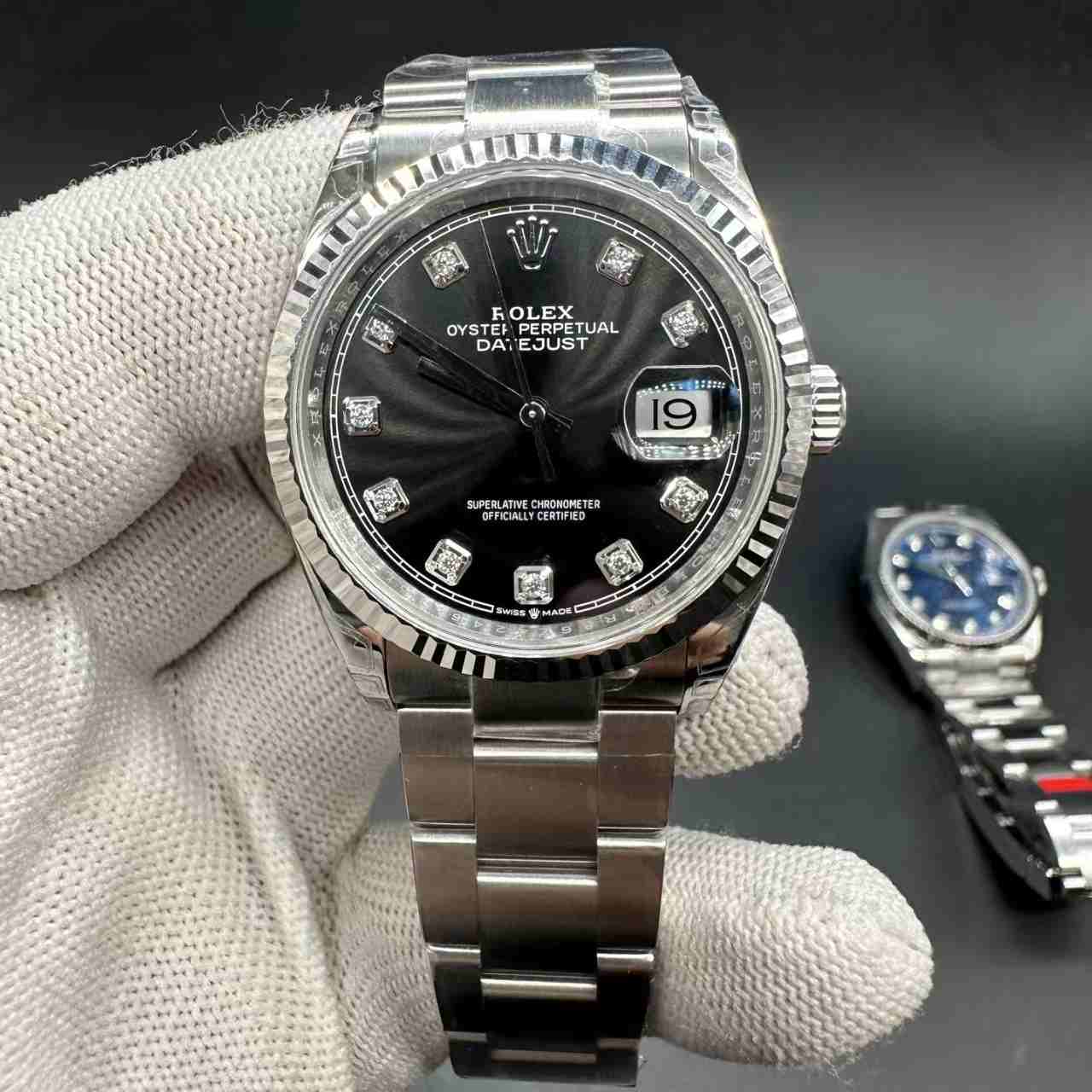 Datejust VS factory 3235 904L steel 36mm black /blue dial oyster band women watch 120g 440$