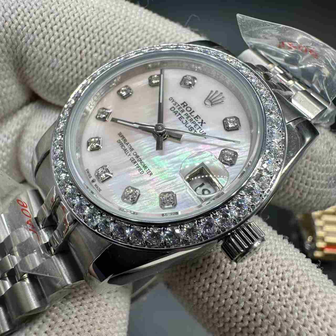 Datejust AAA automatic steel case 31mm diamonds bezel Pink pearl dial jubilee band women watch 115$