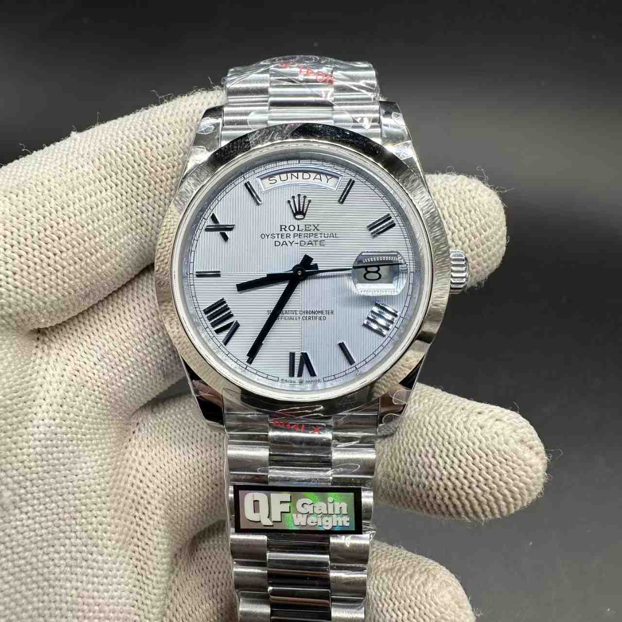 Daydate QF gain weight 185g steel case 40mm blue dial president band super clone  550$