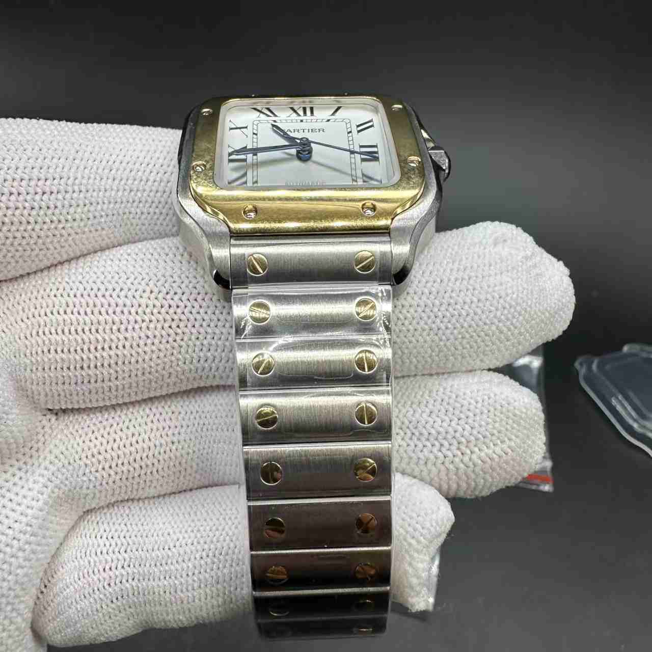 Santos women 35mm BV factory automatic top version 2tone gold case white dial come with an extra leather strap women watch 450$