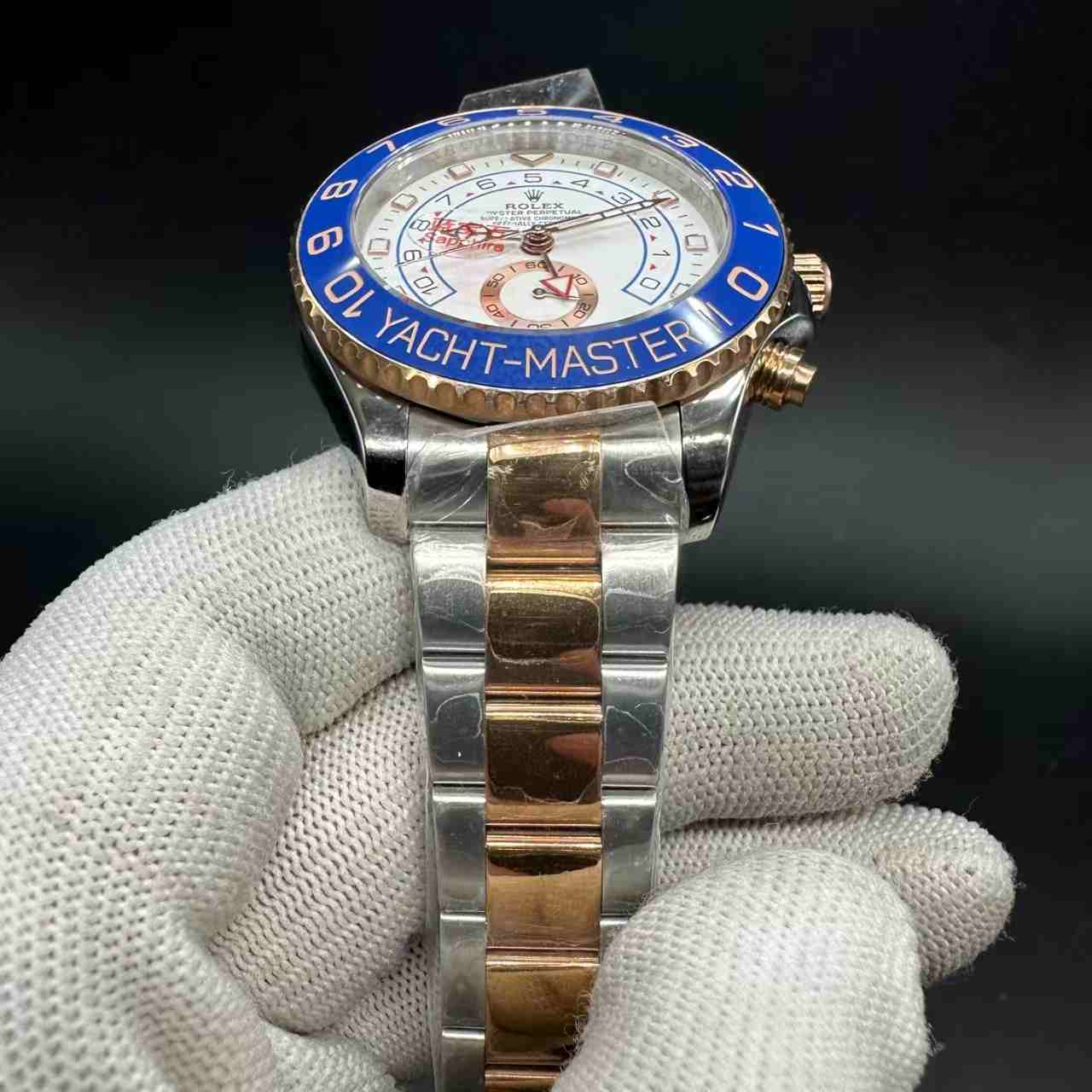 YM2 AAA+ YT factory 2tone rose gold 44mm blue bezel white dial oyster band  125$