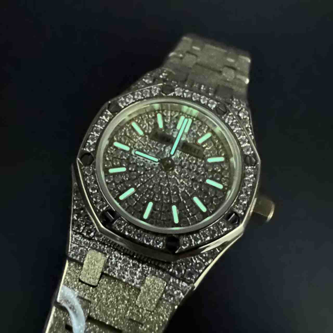 AP frosted gold case 23mm Moissanite diamonds dial quartz movement women watch F40+OO480