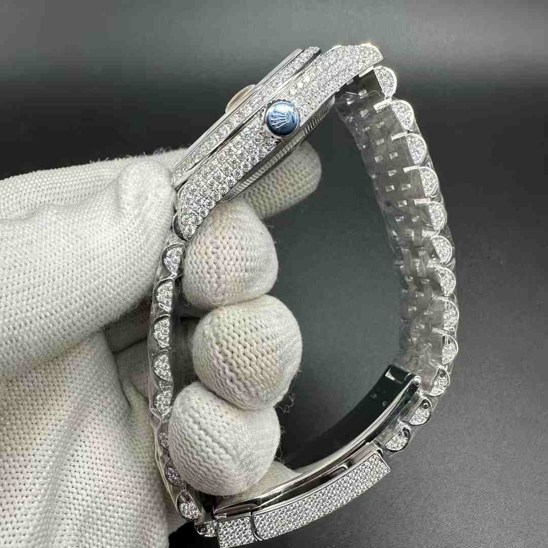 Datejust 36 Copy clean 3235 customized Moissanite diamonds case 36mm Pink dial Jubilee band women shiny watch. M130+L550 1500$