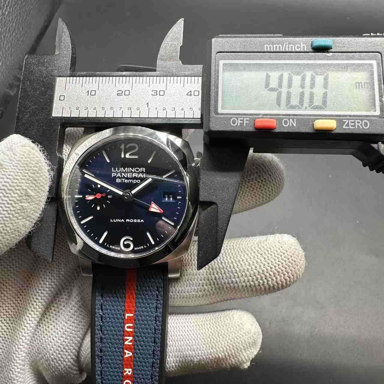 Panerai Luminor BiTempo Luna Rossa PAM1404 VS Swiss P.900 steel case 40mm blue dial blue rubber strap. 350$