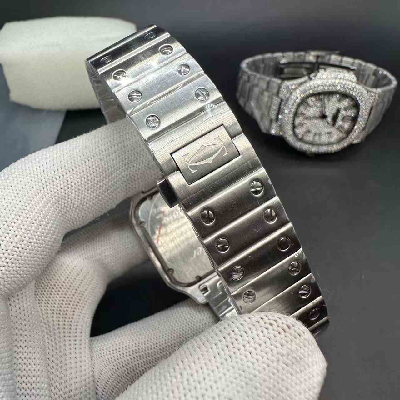 Santos women 35mm automatic AAA diamonds bezel white dial 125$