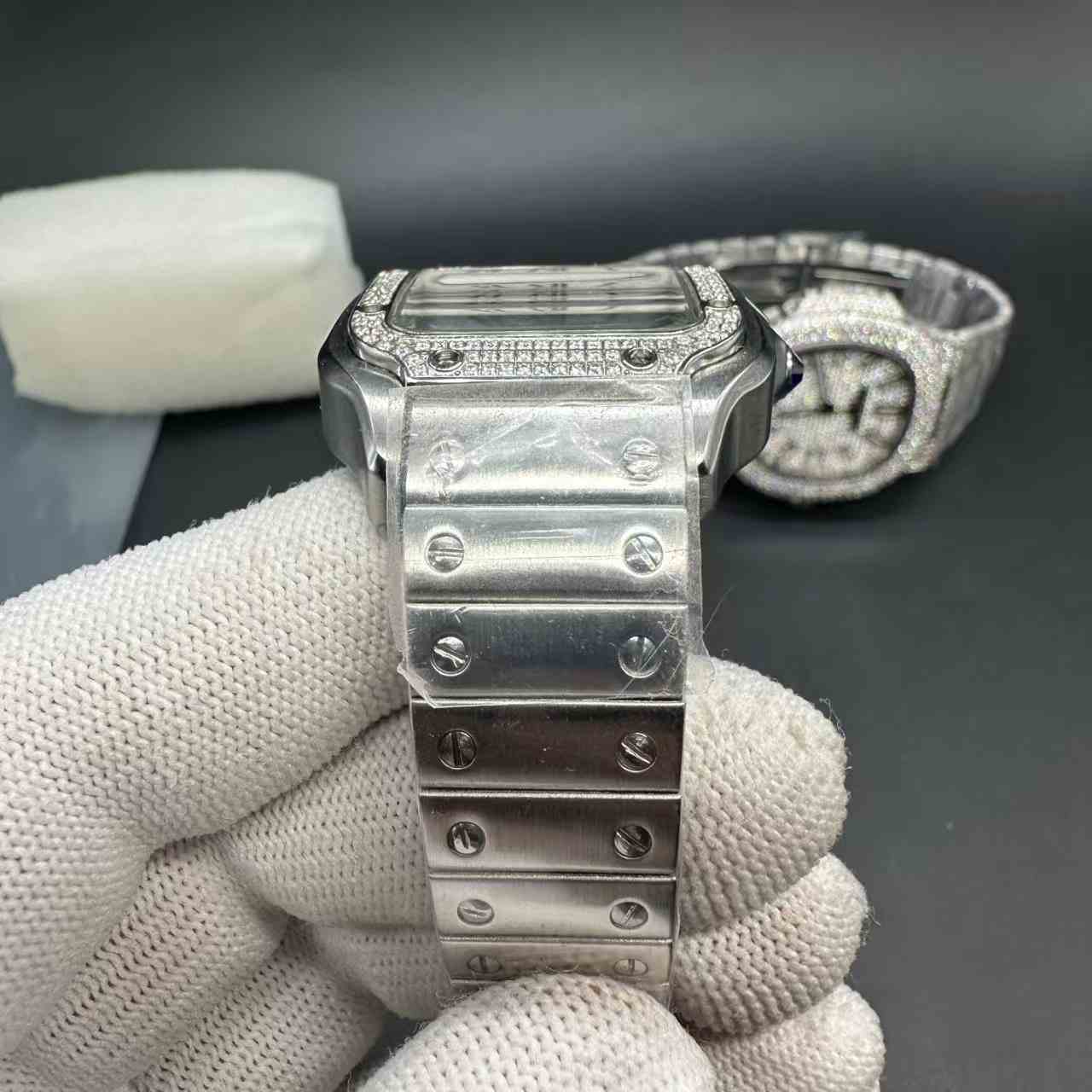 Santos women 35mm automatic AAA diamonds bezel white dial 125$