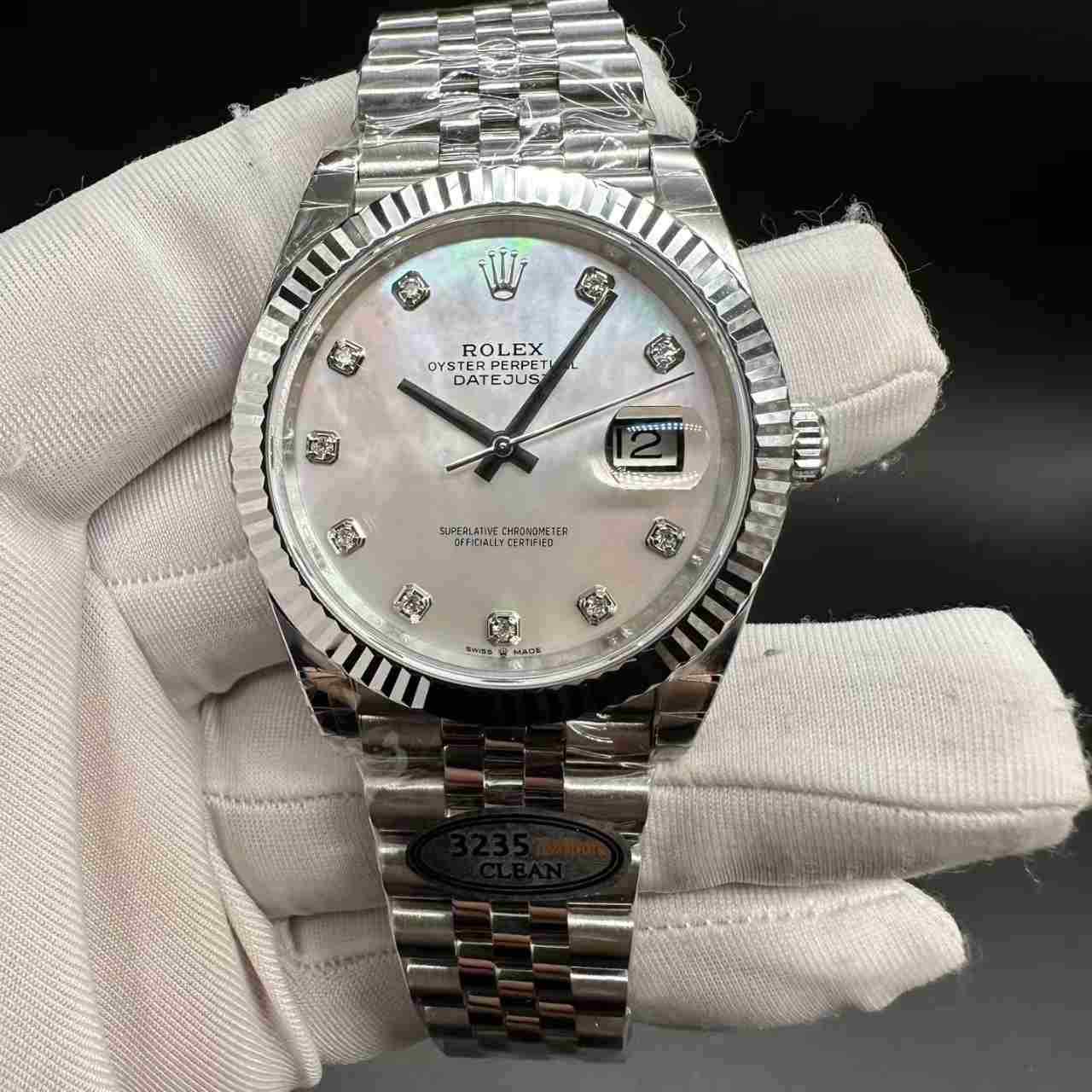 Datejust 41mm Copy clean 3235 automatic Steel case White pearl dial Jubilee band. 300$