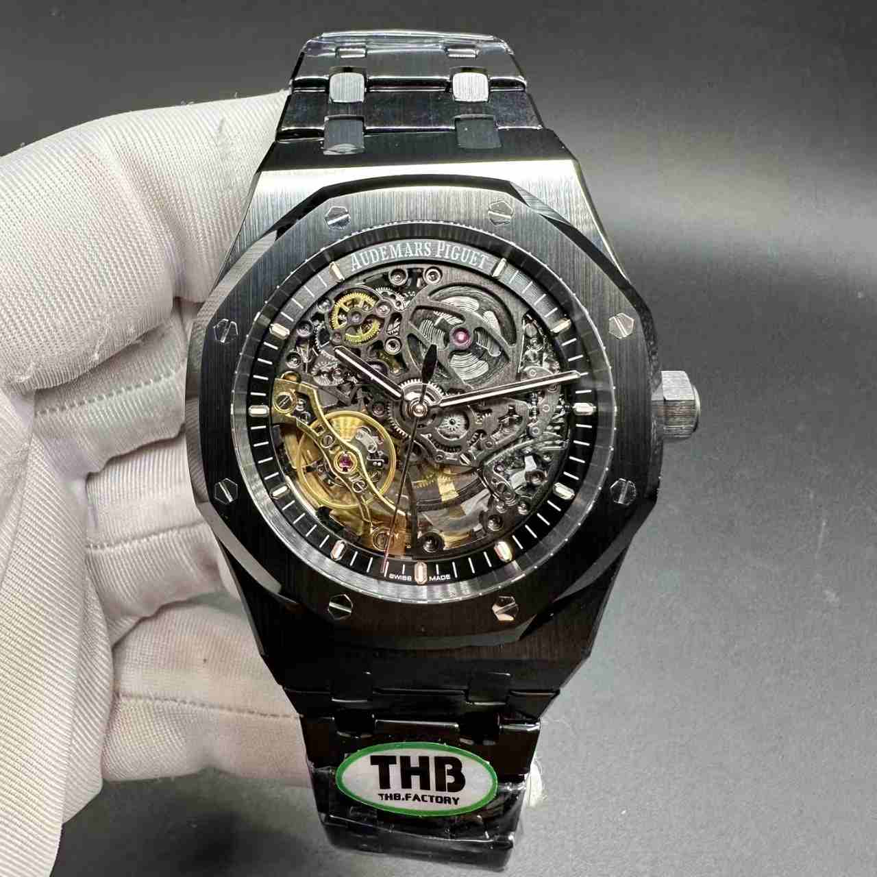 AP Royal Oak 15407OR THB new version Cal.3132 automatic movement Black case 41mm Skeleton openwork dial two balance wheels.  580$