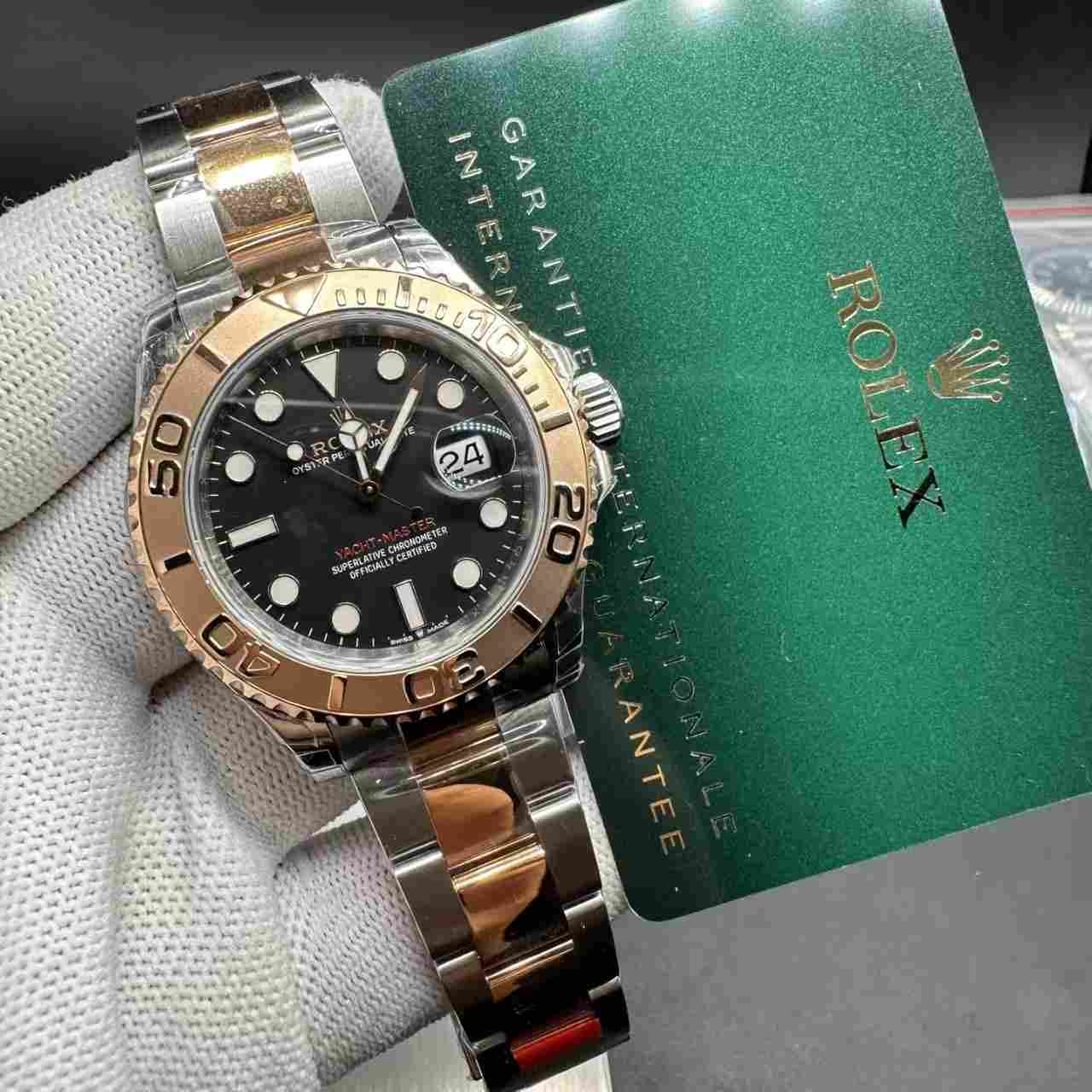 Yacht-Master YM VS factory 2tone rose gold case 40mm black dial oyster band 480$