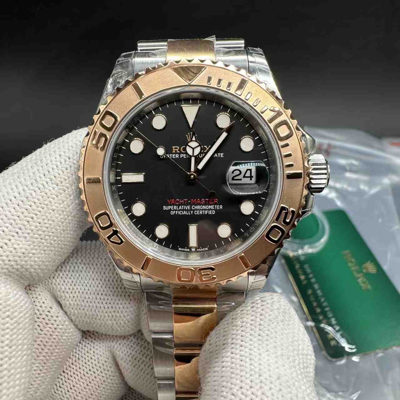 Yacht-Master YM VS factory 2tone rose gold case 40mm black dial oyster band 480$