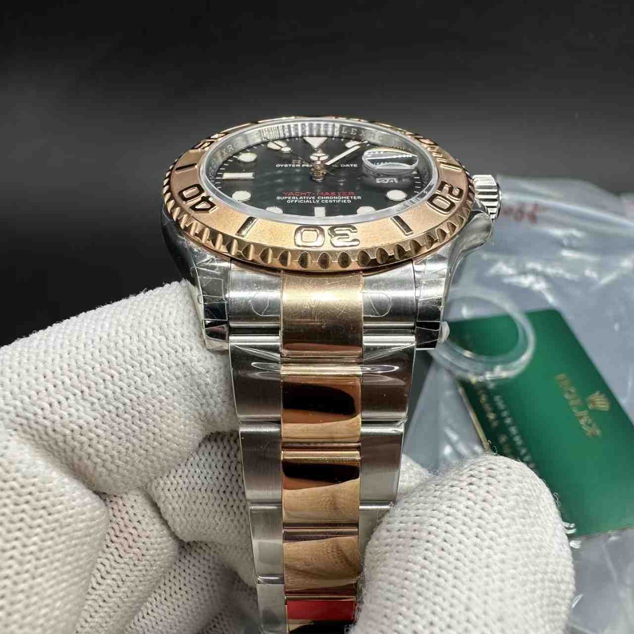 Yacht-Master YM VS factory 2tone rose gold case 40mm black dial oyster band 480$