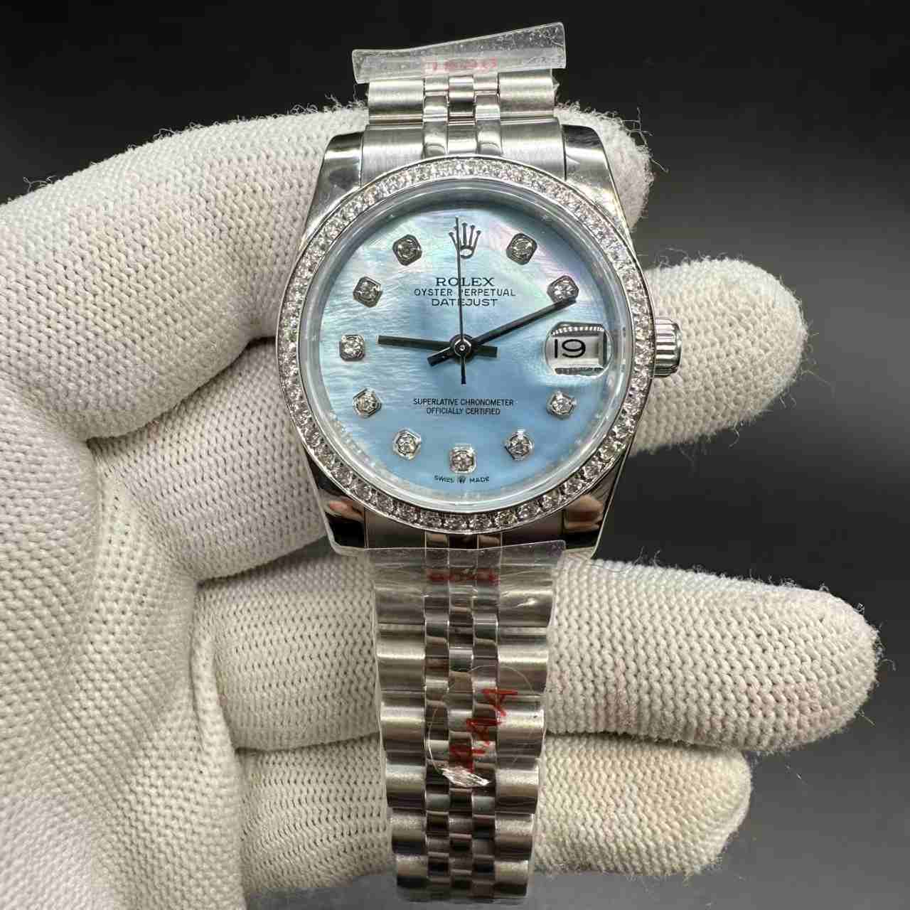 Datejust women 31mm diamonds bezel blue pearl dial jubilee band  115$